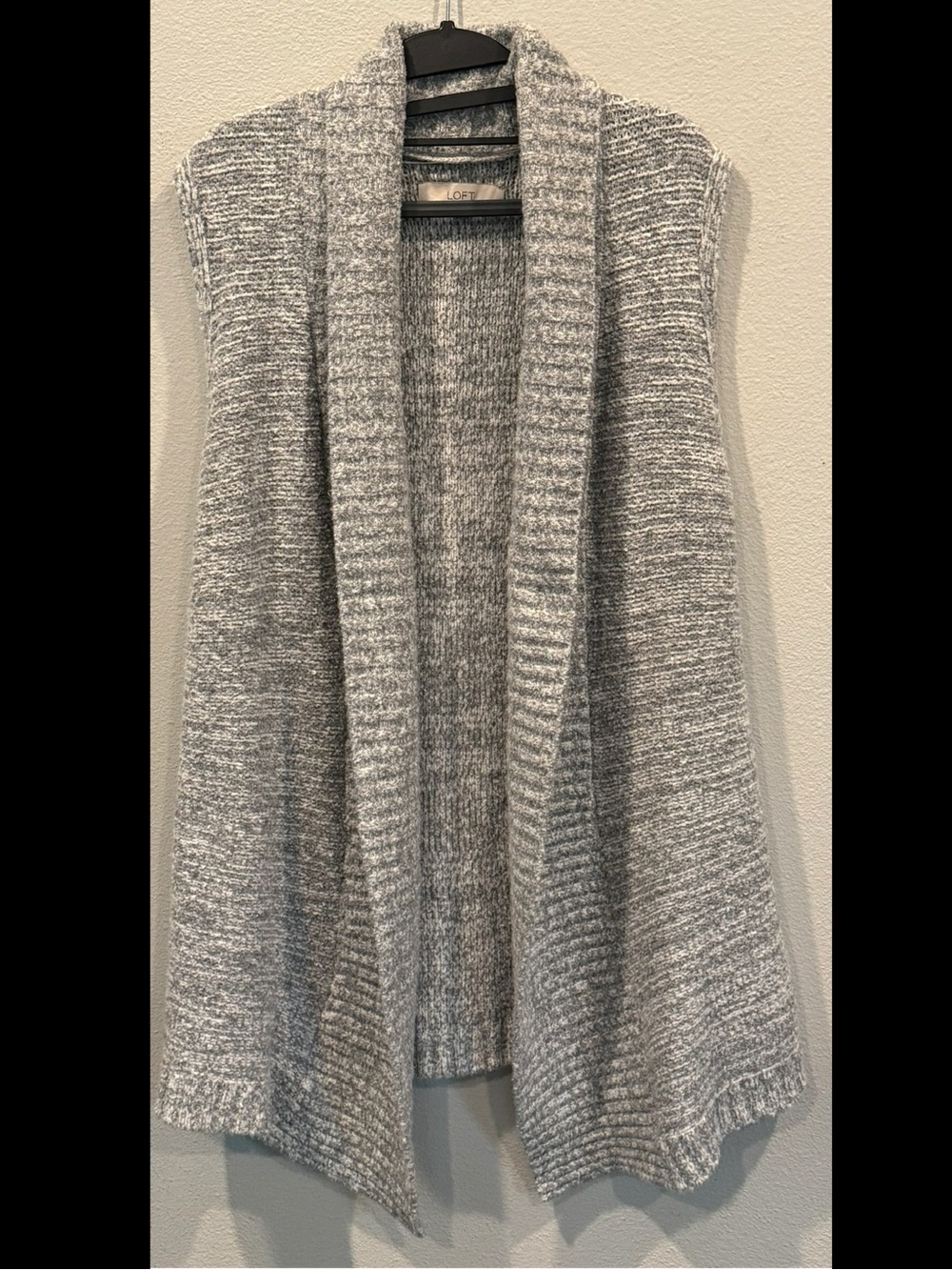 LOFT Chunky Knit Sweater Vest Duster Women’s XS/S Gray Open Front